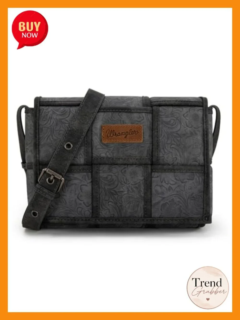 Vintage Floral Tooled Woven Faux Leather Adjustable Crossbody Bag for Women